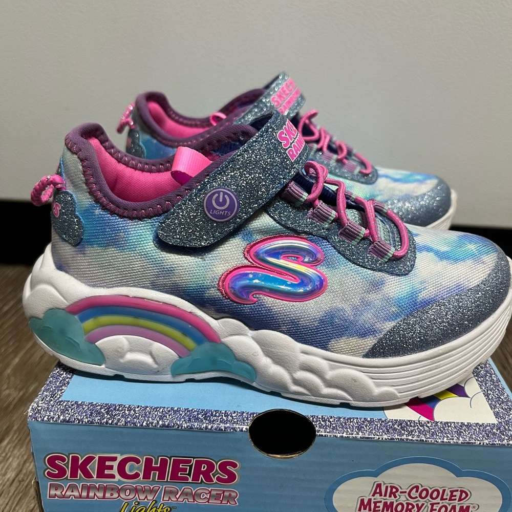Skechers Kids Rainbow Racer Light-Up Sneakers - Pink & Blue